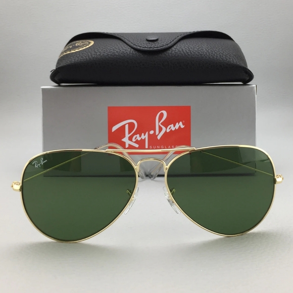 LIKE NEW RayBan Aviator RB3025 G15 Green Lens Ray ban Sunglasses - Picture 8 of 13
